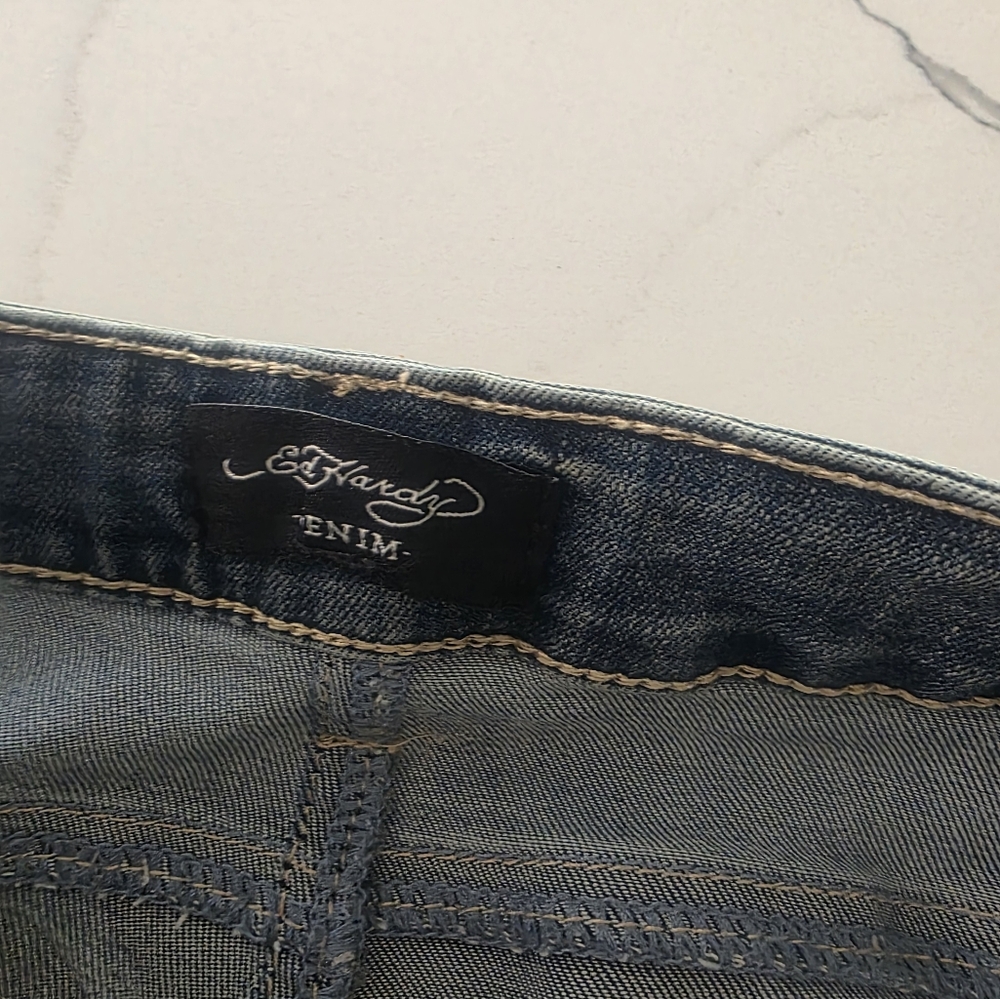 Ed Hardy Blue Jeans with Tattoo-Inspired Lining Sz30 - Picture 4 of 8